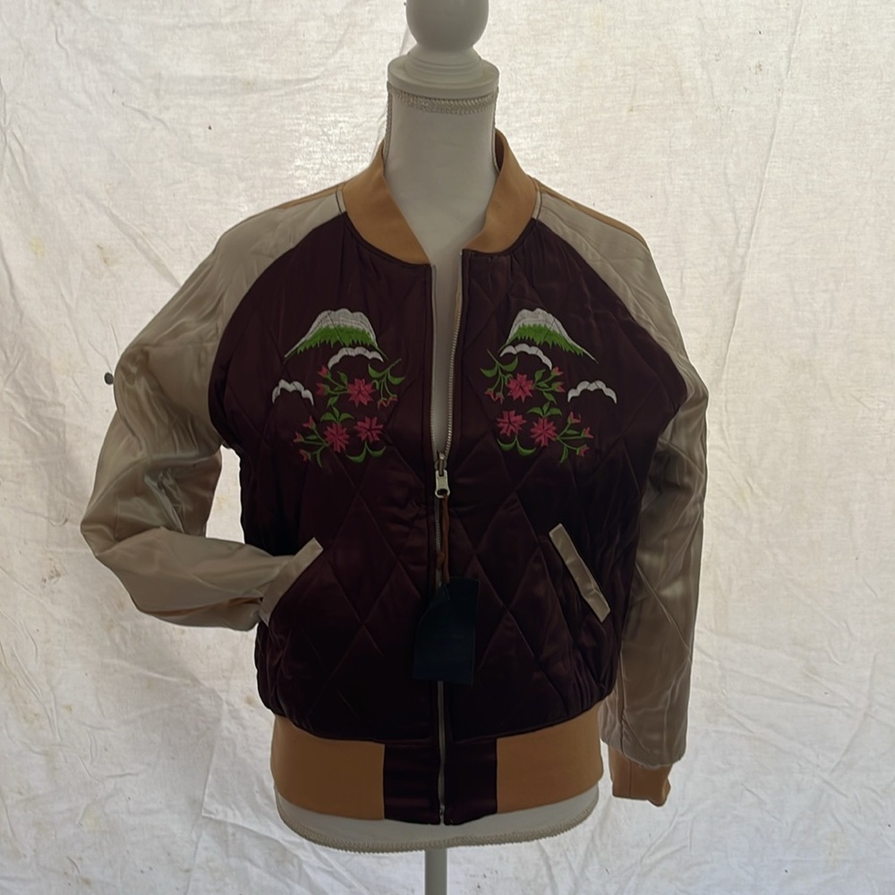 Embroidered Reversible Silk Bomber Jacket